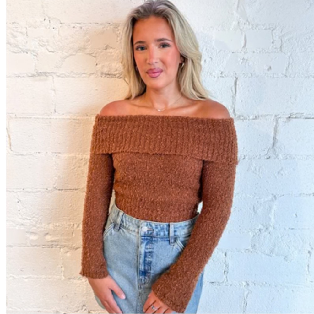 Brown off the shoulder  sweater
